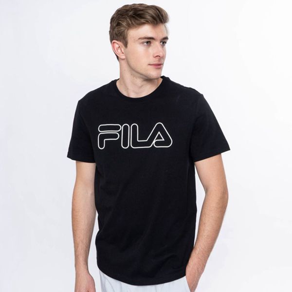 Camisetas Fila Homem Pretas - Fila Outline Base Loja Online Portugal,UWLS-92074